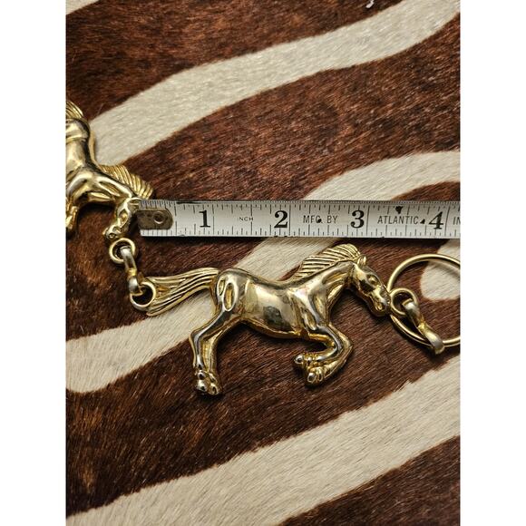 ANNE KLEIN Vintage 1990\'s Gold Horse Shaped Modernist Adjustable Chain Belt main image 4